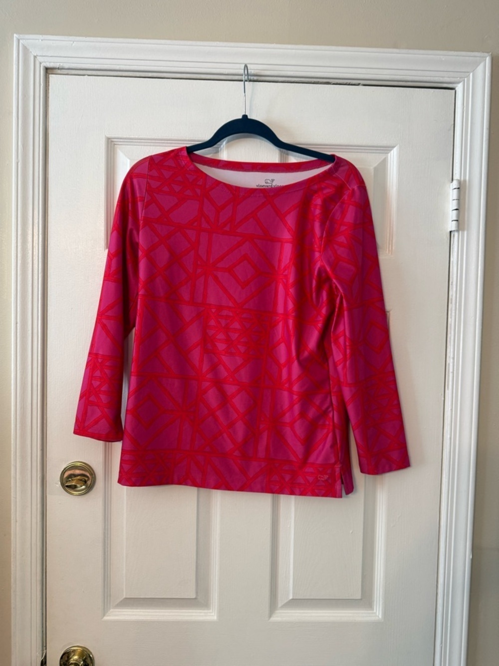 Vineyard Vines Pink Geometric Long Sleeve Tee